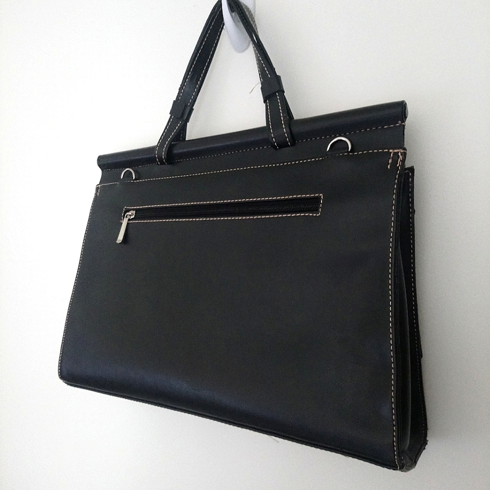 Black Rectangular Leather Laptop Or Business Bag - image 4